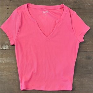 Hollister Pink Crop Fitted T-Shirt